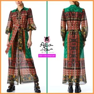 Alice + Olivia Beverly Silk Blend Button Front Boho Maxi Dress